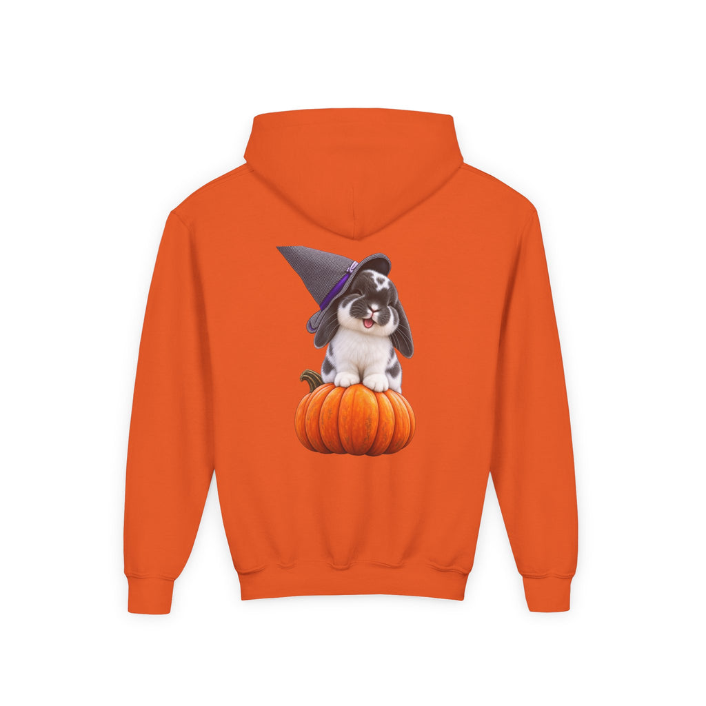 Cute Children's Bun in Witch Hat on Pumpkin Halloween Sweatshirt